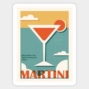 Martini recipe, Cocktail, Retro print, Aesthetic art, Vintage art, Exhibition poster, Mid century modern Sticker